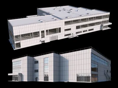 Shopping mall with parking building 3D model