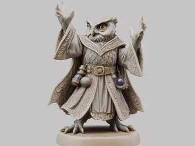 Owl Mage Figurine Low-poly 3D model