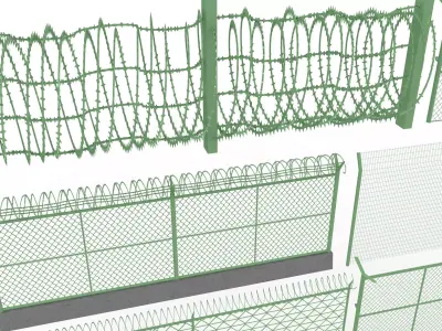 Chain Link Wire Fence 3D model