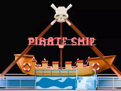 Amusement Park - Pirate Ship Low-poly 3D model