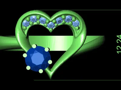 Women Ring 74 beautiful heart shape diamond engagement women 3D print model