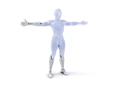 Futuristic Android Model Pack with Metallic Finish Low-poly 3D model