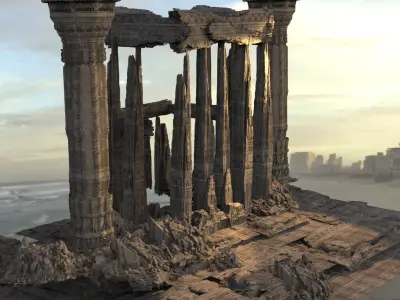 Giant Stone Golem Boned monoliths 3D model