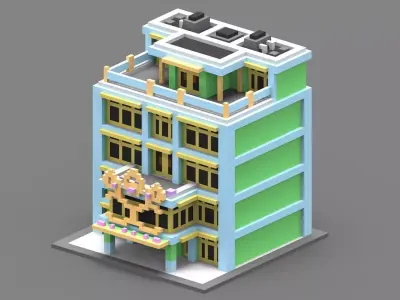House Voxel - 17 Low-poly 3D model