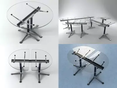 B G glass table with four legs 3D model