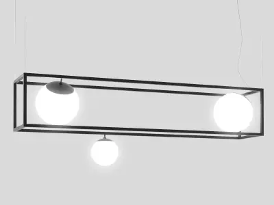 Witt 3 pendant light with two balls hanging from it 3D model