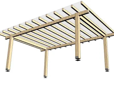 Fully Parametric Wooden Pergola 3D model