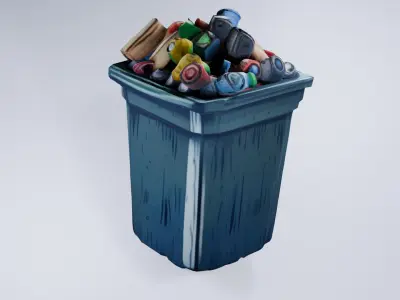 Low Poly Trash Can - Stylized Urban 3D Model 3D model