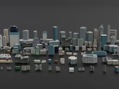Complete City Pack Building - House Collection Low-poly 3D model