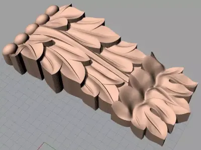 Door Post flower 3D STL Model for CNC Router Carving E948 3D model