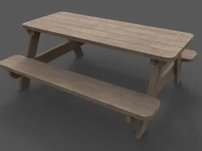 PBR Picnic Table Park Bench Low-poly 3D model