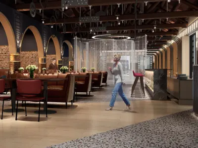 Industrial self-service restaurant style 3D model