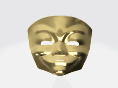Golden Guy Fawkes Mask Low-poly 3D model