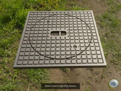 Sewer Cover 5 High and Low-Poly Version 3D Model Pack