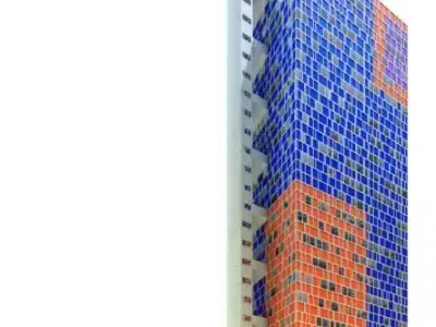 Orange And Blue Skyscraper 3D model