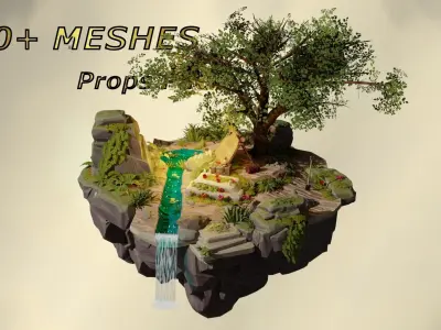Stylized Props Pack - over 100 QUALITY MESHES Low-poly 3D model