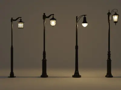 Single bend-head street lamp 3D model