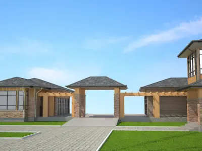 Modern House With Garage Low-poly 3D model purchase