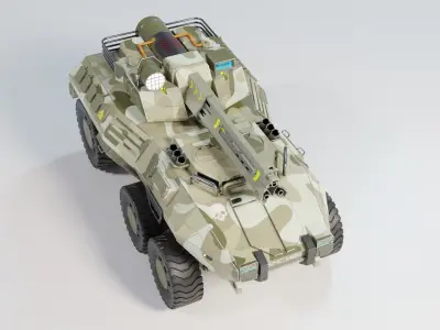Sci Fi LowPoly model of a light tank is a game-ready model Low-poly 3D model