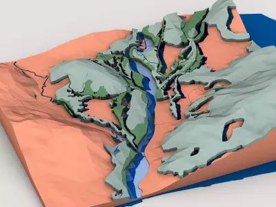 Abstract Low Poly Landscape Tile 3D model