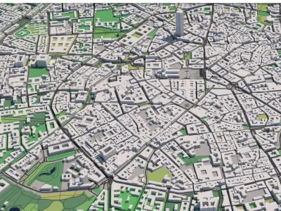 Milan Italy 30x30km 3D City Map 3D model