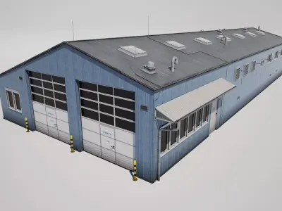  Industrial Workshop Building Garage Low-poly 3D model