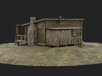  Log Cabin Fully Modeled Interior and Exterior 