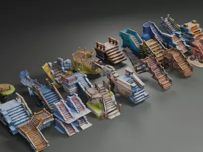 Stylized Stairs Set 1 3D model