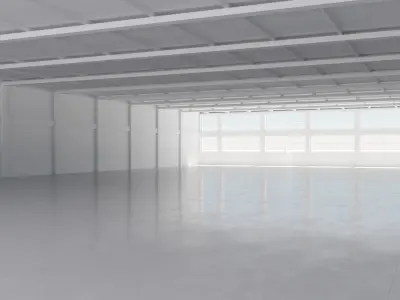 Industrial Hangar Hall Interior 4 Low-poly 3D model