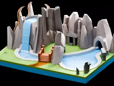 Amusement Park - Ground 3  Low-poly 3D model