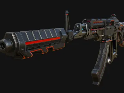 Scifi Ak-47 Low-poly 3D model
