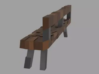 Low Poly Stylized Bench Game Ready Low-poly 3D model