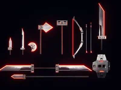 Razor Sci-Fi Melee Wapons Pack Low-poly 3D model