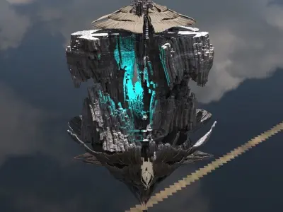 Floating Sci fi Shroomcliff  I 3D model