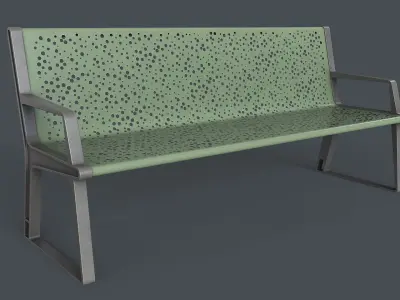 Metal Modern Bench 7 PBR Game Ready Low-poly 3D model