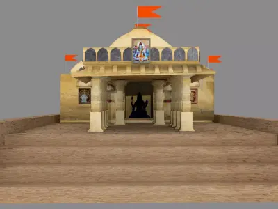 Temple 3d model lowpoly  fbx obj mb ma game ready texture Low-poly 3D model