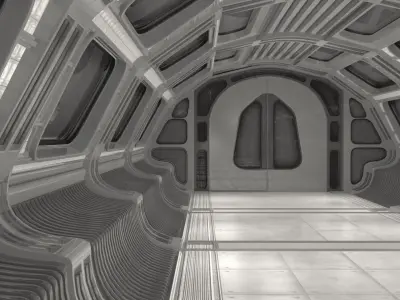 Modular scifi spaceship interior Low-poly 3D model