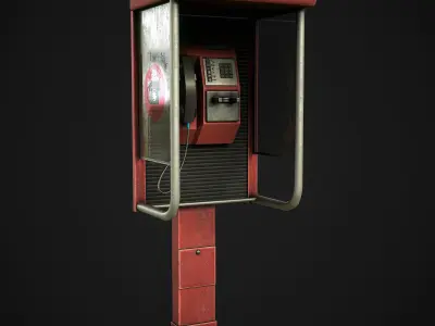 Public Phone Low-poly 3D model