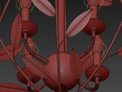Uttermost chandelier with leaves hanging from it 3D model
