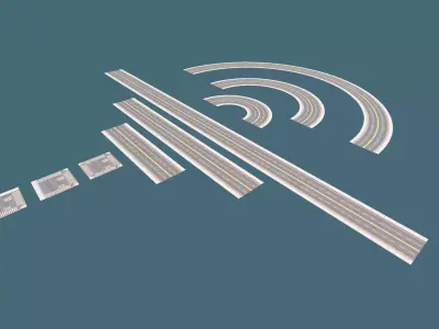 Modular Road pack Low-poly 3D model