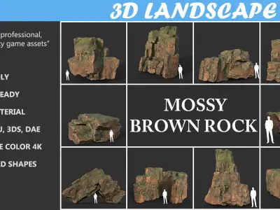 Low poly Brown Rock 190829 Low-poly 3D model