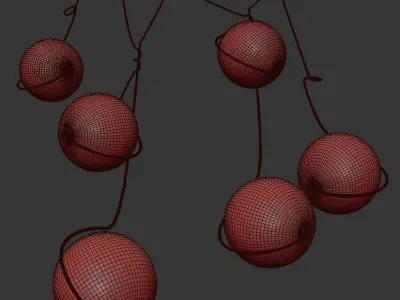 Fiddlehead pendant light with five balls hanging from it 3D model