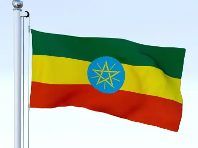 Animated Ethiopia Flag Low-poly 3D model