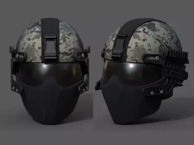 Helmet scifi military combat 3d model low poly fantasy  Low-poly 3D model