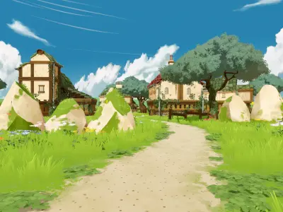 Stylized Village Low-poly 3D model