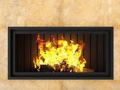 Large Stone Fireplace 3D model