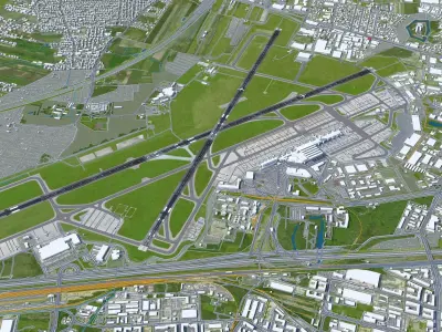 Warsaw Chopin Airport 10km Low-poly 3D model