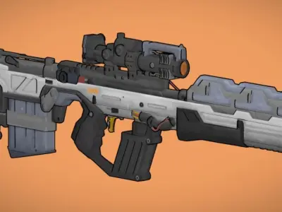 Sci-fi rifle Low-poly 3D model 5