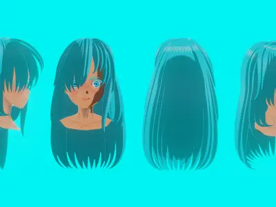 Hair Pack 10 Models  Low-poly 3D model