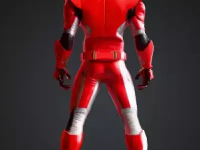 Advanced Sci-Fi Armor Hero Glossy Red White 3D Character 3D print model